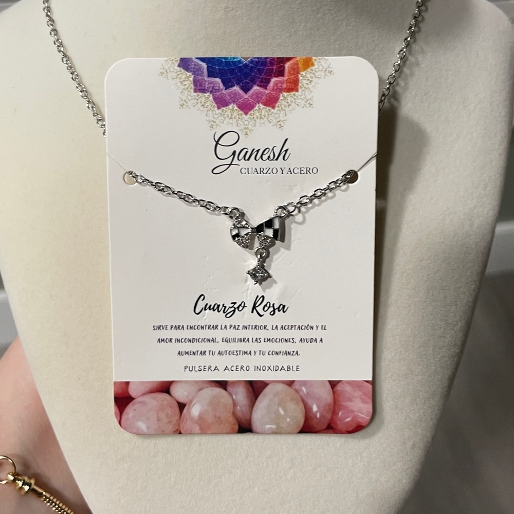 Ganesh Silver Necklace with Geometric Pendant